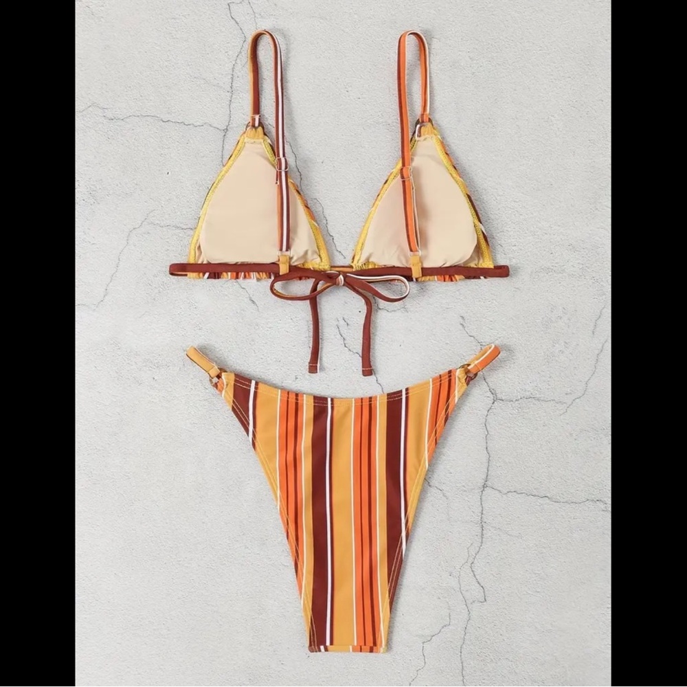 Yellow, Multi-Colored, Retro, Bikini Set - Picture 2 of 7